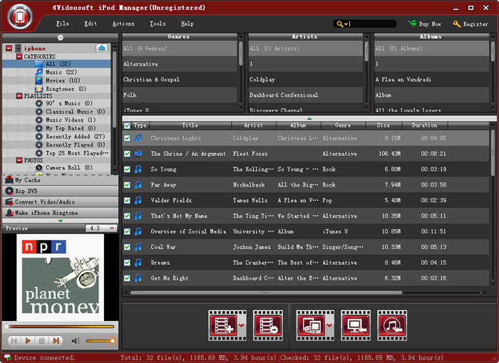 4Videosoft iPod Manager screen shot