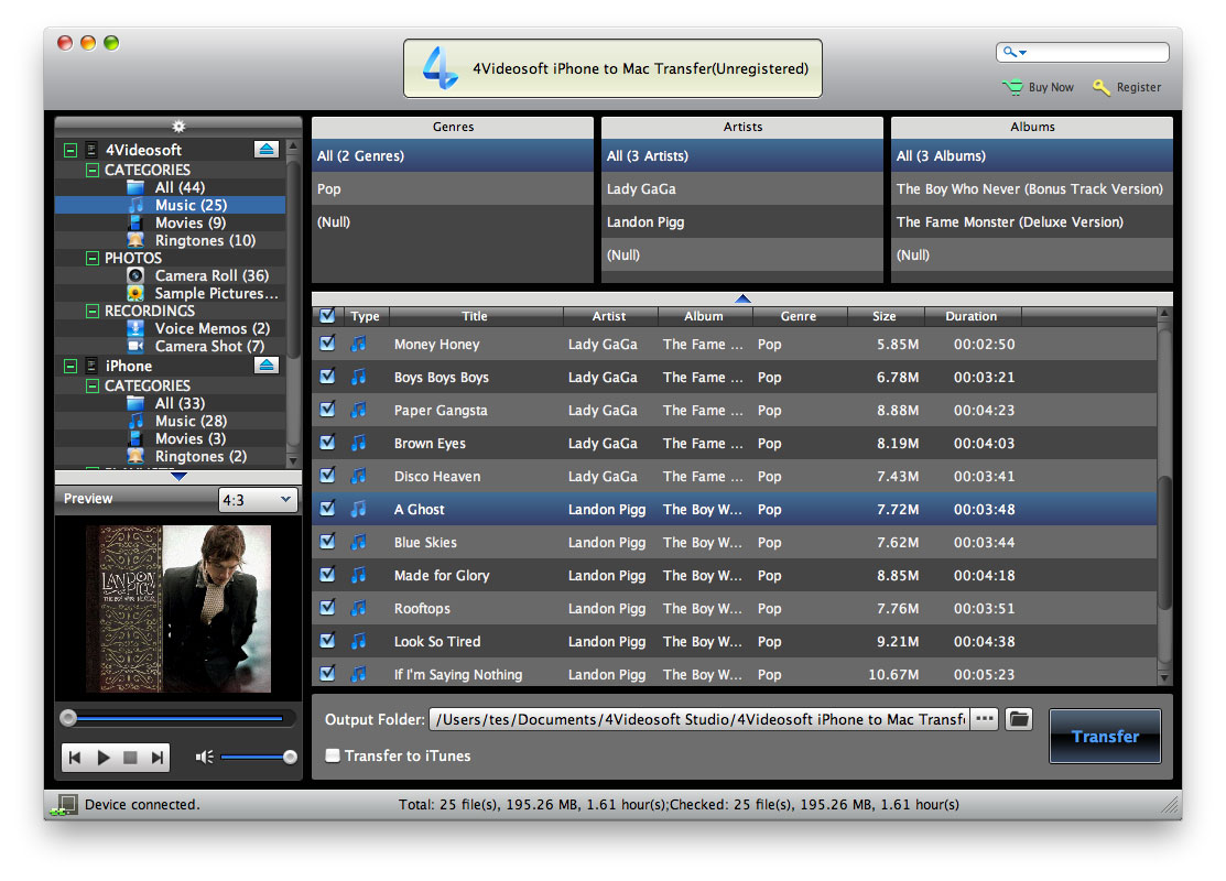 Screenshot of 4Videosoft iPhone to Mac Transfer 3.2.12